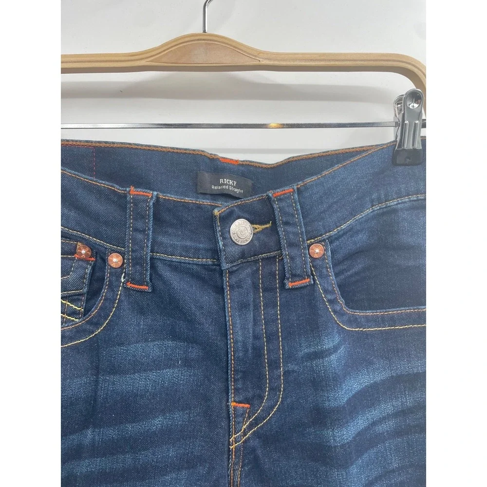 NWT True Religion Ricky‎ Flap Jeans Men 32 Dark Washed Blue 5-Pocket Relaxed Fit